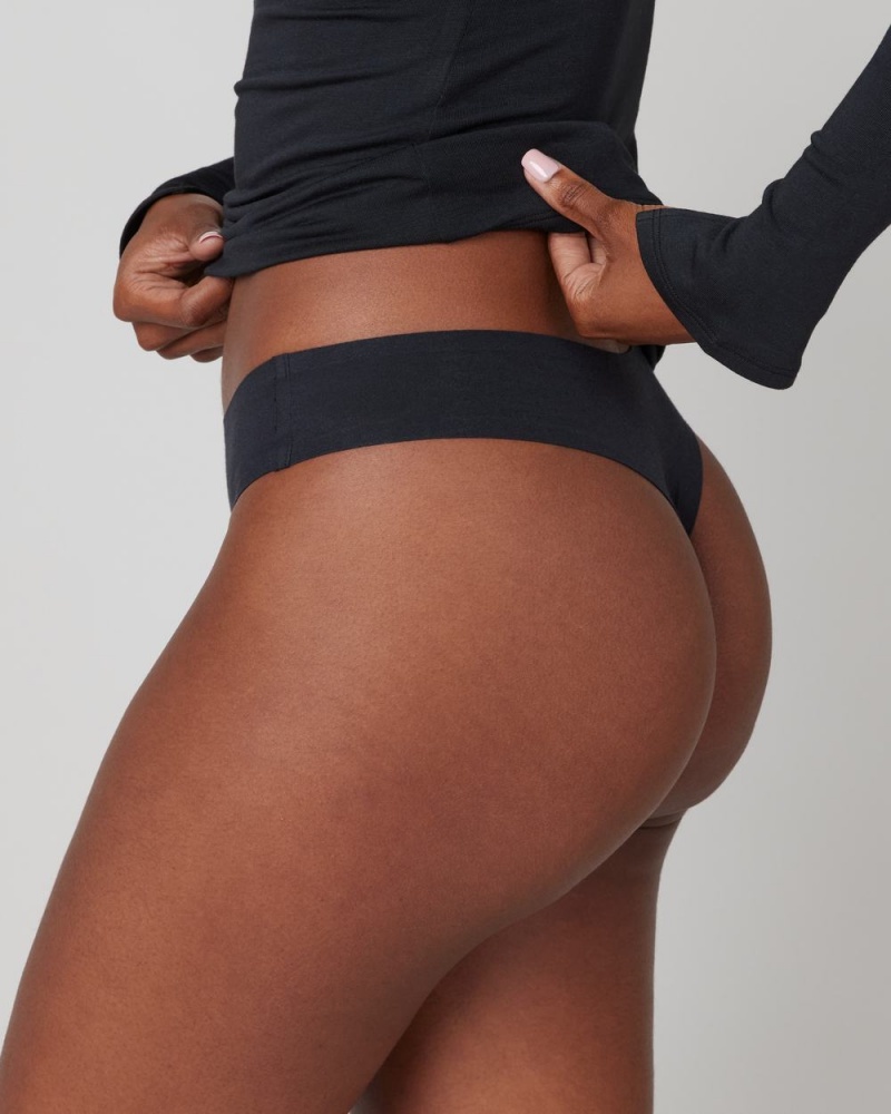 Tanga Spanx Ahhh-llelujah® Pima Bavlněné ‘Fit to You’ Černé | 8392640-QC