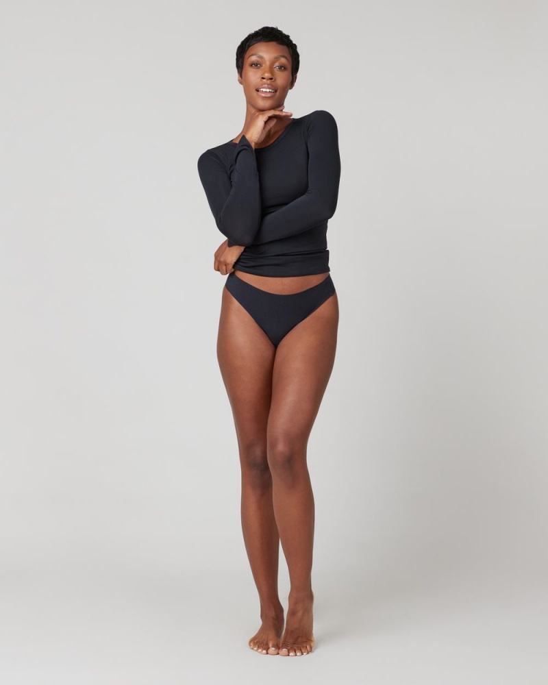 Tanga Spanx Ahhh-llelujah® Pima Bavlněné ‘Fit to You’ Černé | 8392640-QC