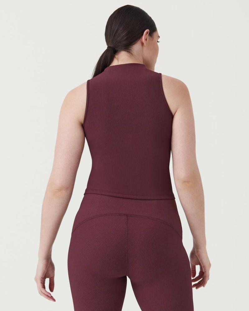 Tílko Spanx Contour Rib Mock Neck Vínové | 5269471-KP