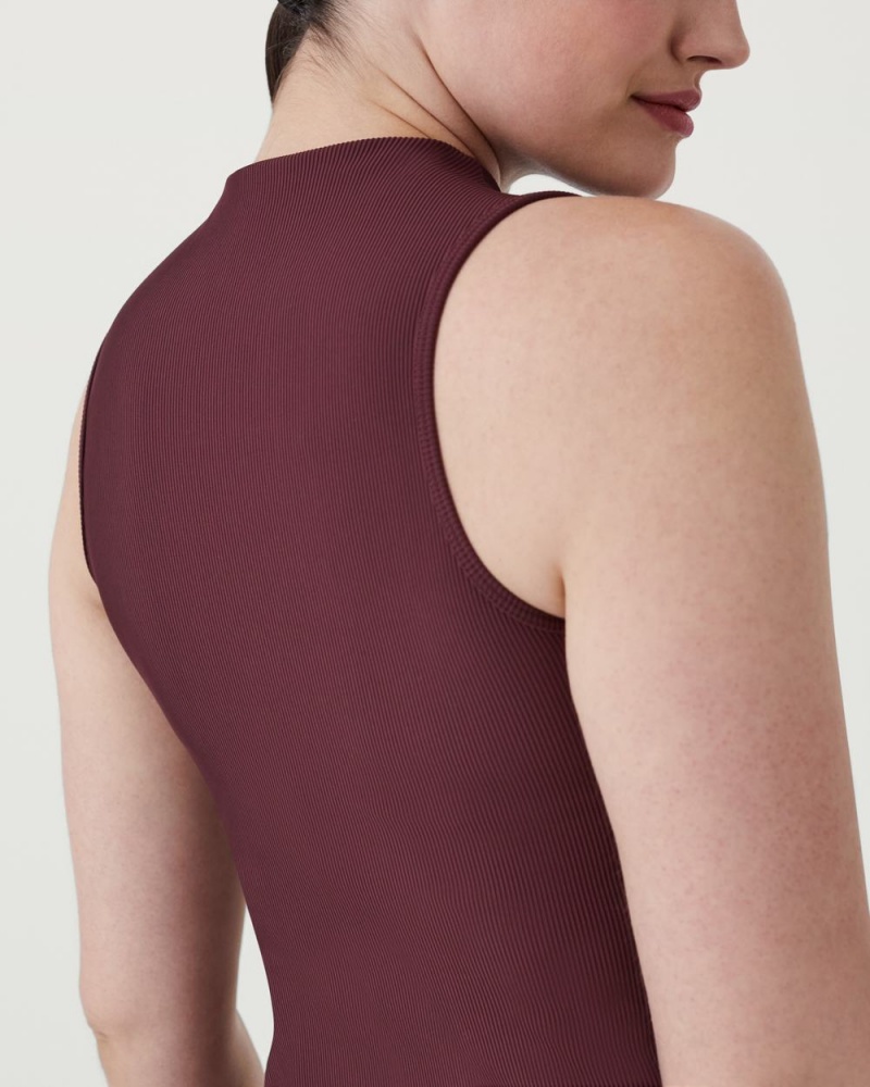 Tílko Spanx Contour Rib Mock Neck Vínové | 5269471-KP