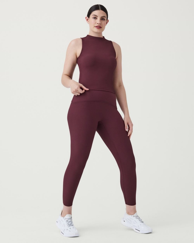 Tílko Spanx Contour Rib Mock Neck Vínové | 5269471-KP