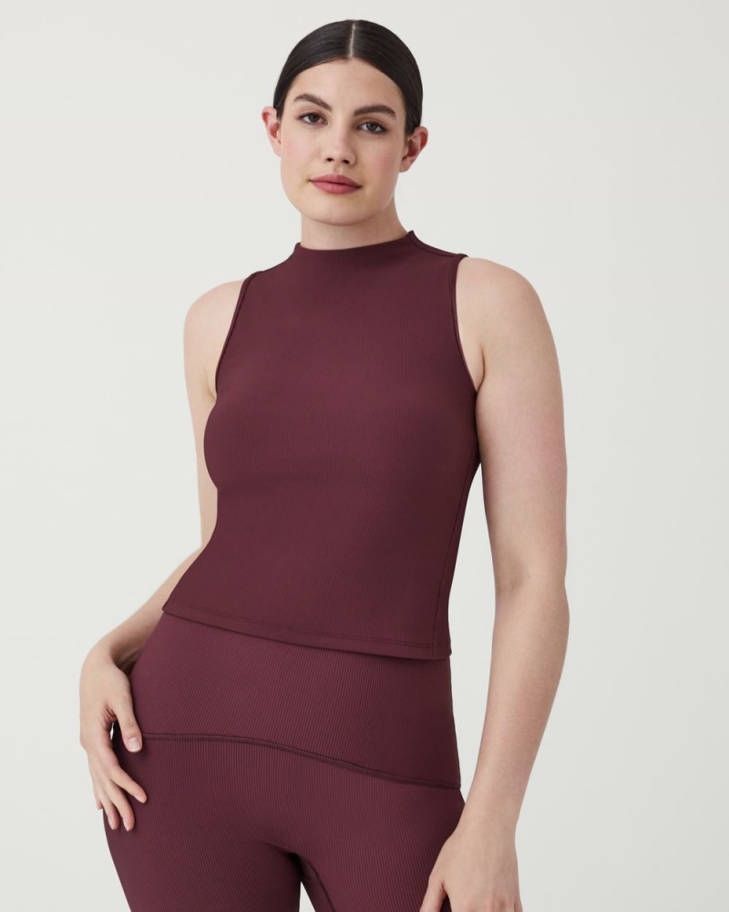 Tílko Spanx Contour Rib Mock Neck Vínové | 5269471-KP