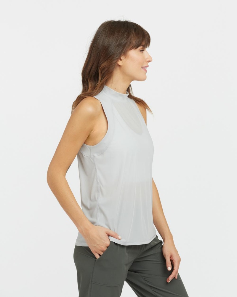 Tílko Spanx Go Lightly Žebrovaný Mock Neck Šedé | 3456170-YQ
