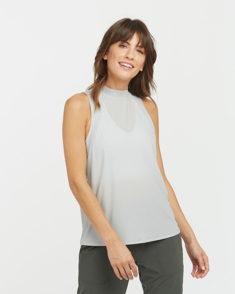 Tílko Spanx Go Lightly Žebrovaný Mock Neck Šedé | 3456170-YQ