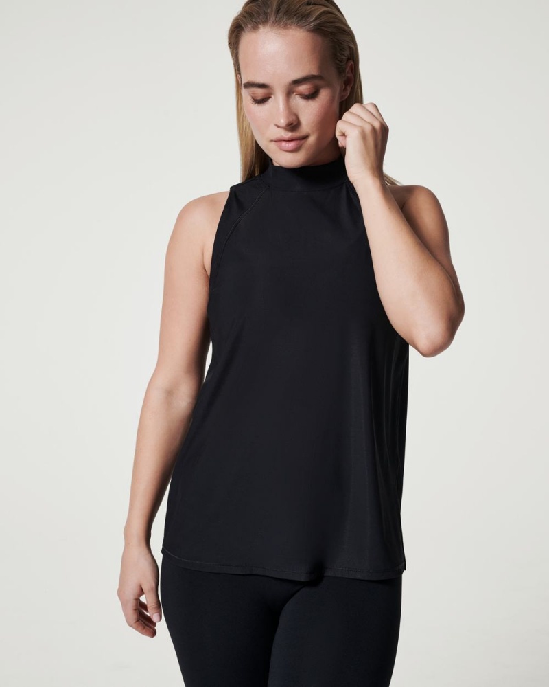 Tílko Spanx Go Lightly Žebrovaný Mock Neck Černé | 0817239-QW