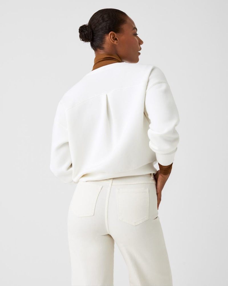 Topy Spanx AirEssentials Crew Bílé | 3851067-YX