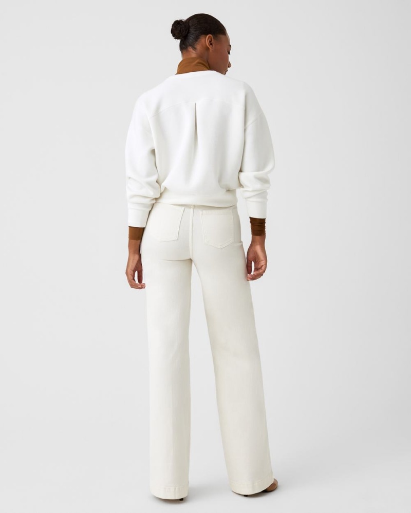 Topy Spanx AirEssentials Crew Bílé | 3851067-YX