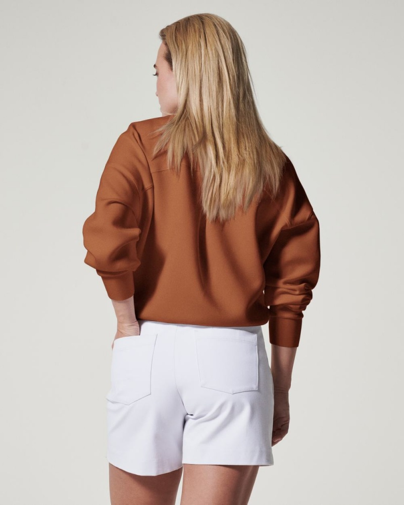 Topy Spanx AirEssentials Crew Hnědé | 2164075-XV