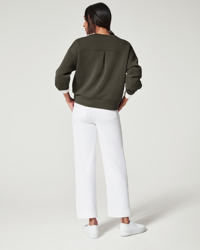 Topy Spanx AirEssentials Crew Olivy Zelené | 9715086-RB