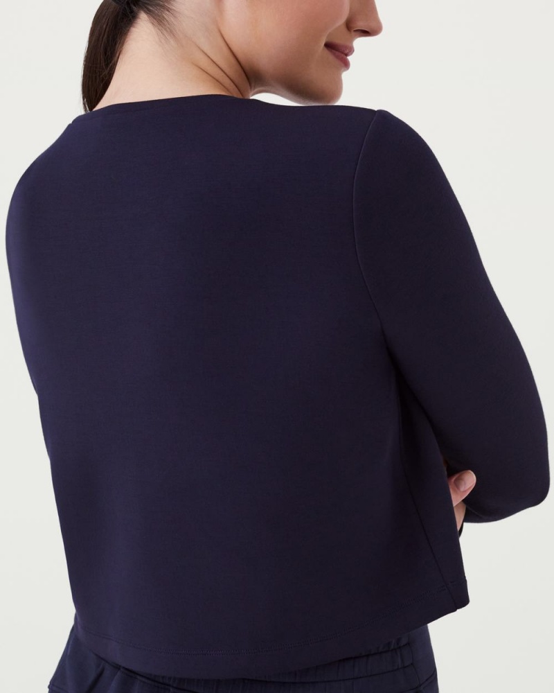 Topy Spanx AirEssentials Cropped Long Sleeve Tmavě Blankyt | 7816235-VW