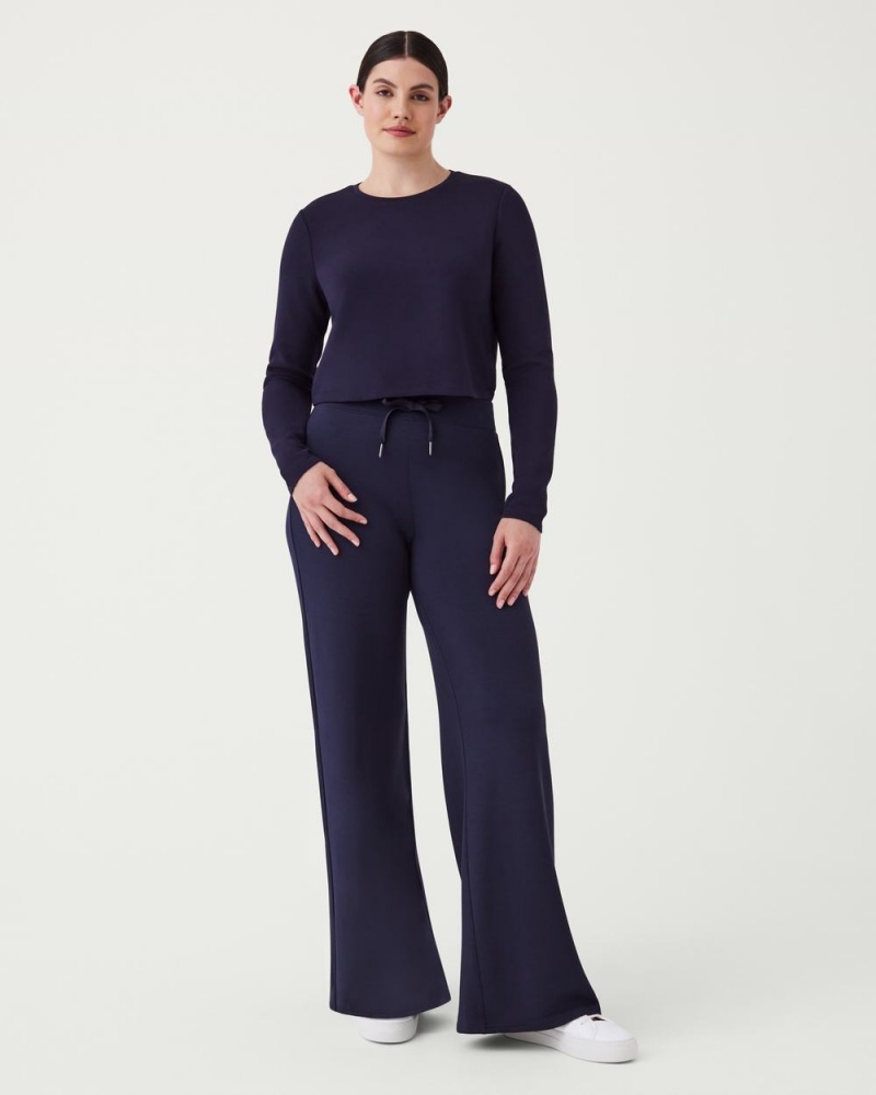Topy Spanx AirEssentials Cropped Long Sleeve Tmavě Blankyt | 7816235-VW