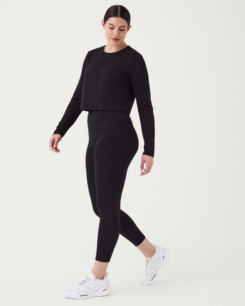 Topy Spanx AirEssentials Cropped Long Sleeve Černé | 2675439-RY
