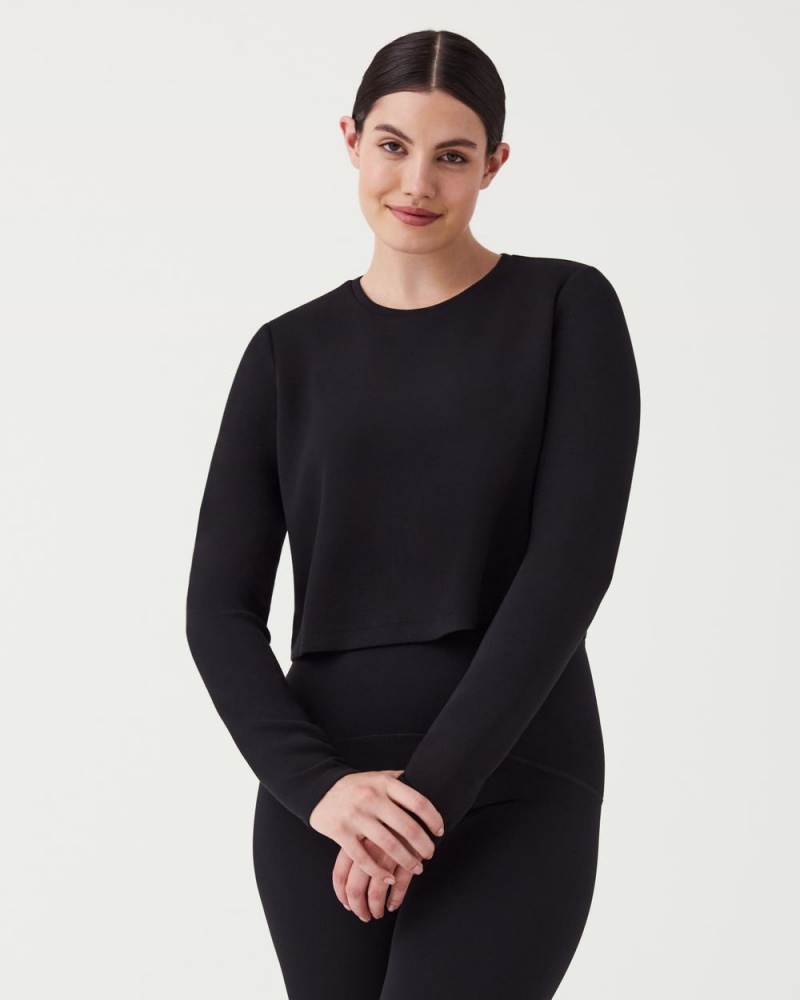 Topy Spanx AirEssentials Cropped Long Sleeve Černé | 2675439-RY