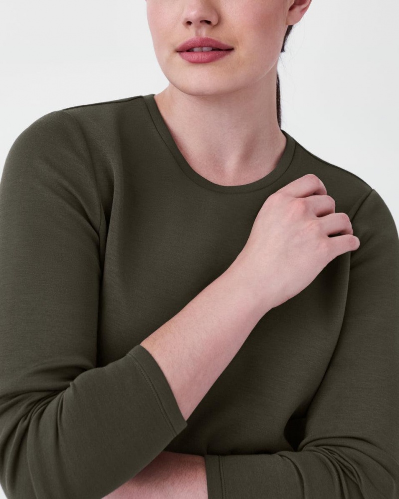 Topy Spanx AirEssentials Cropped Long Sleeve Olivy Zelené | 2470358-KD