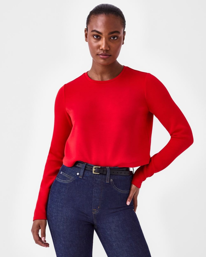 Topy Spanx AirEssentials Cropped Long Sleeve Červené | 3501468-FP
