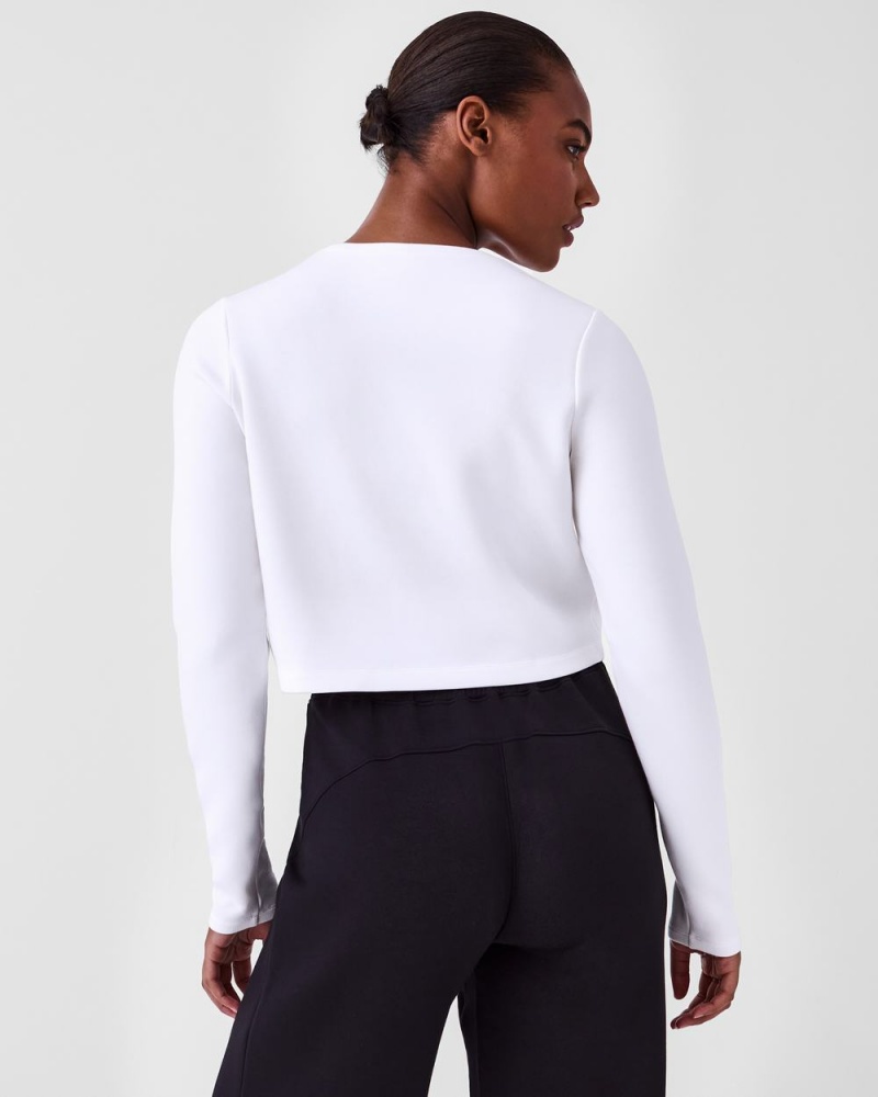 Topy Spanx AirEssentials Cropped Long Sleeve Bílé | 6453912-KW