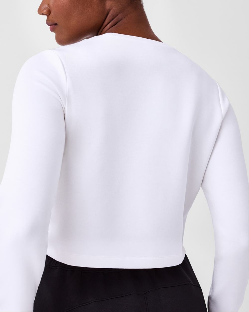 Topy Spanx AirEssentials Cropped Long Sleeve Bílé | 6453912-KW