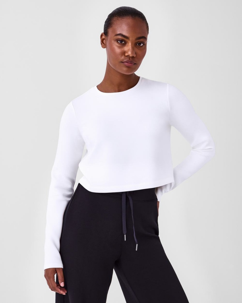 Topy Spanx AirEssentials Cropped Long Sleeve Bílé | 6453912-KW