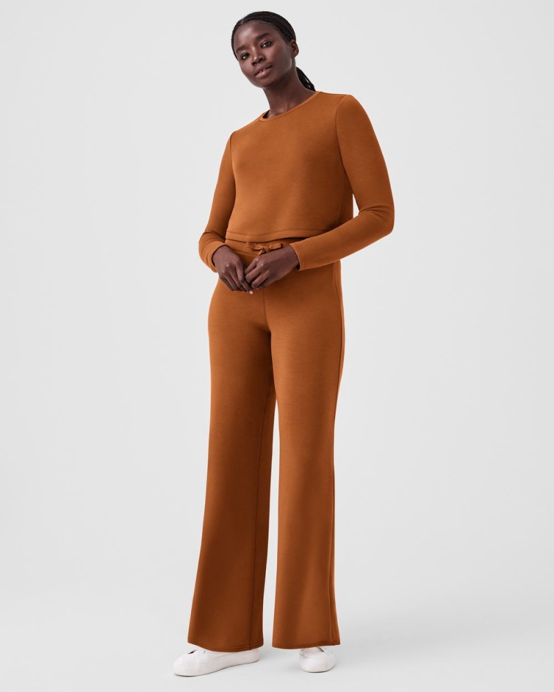 Topy Spanx AirEssentials Cropped Long Sleeve Hnědé | 5946208-BT