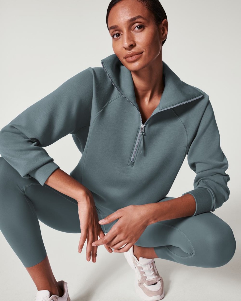 Topy Spanx AirEssentials Half Zip Blankyt Šedé | 6105783-VE