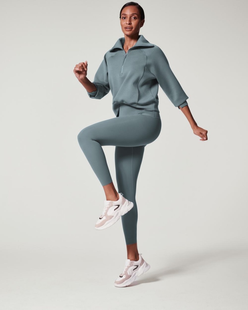 Topy Spanx AirEssentials Half Zip Blankyt Šedé | 6105783-VE