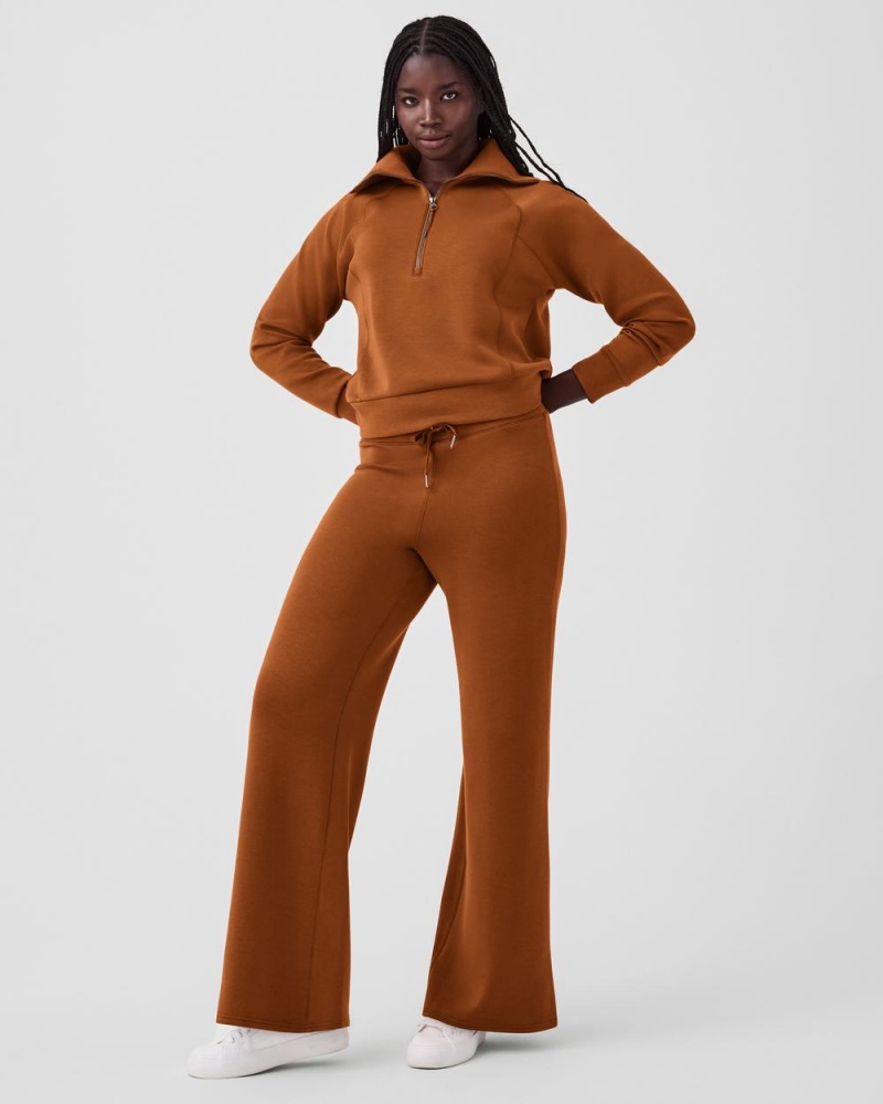 Topy Spanx AirEssentials Half Zip Hnědé | 7863952-ZF