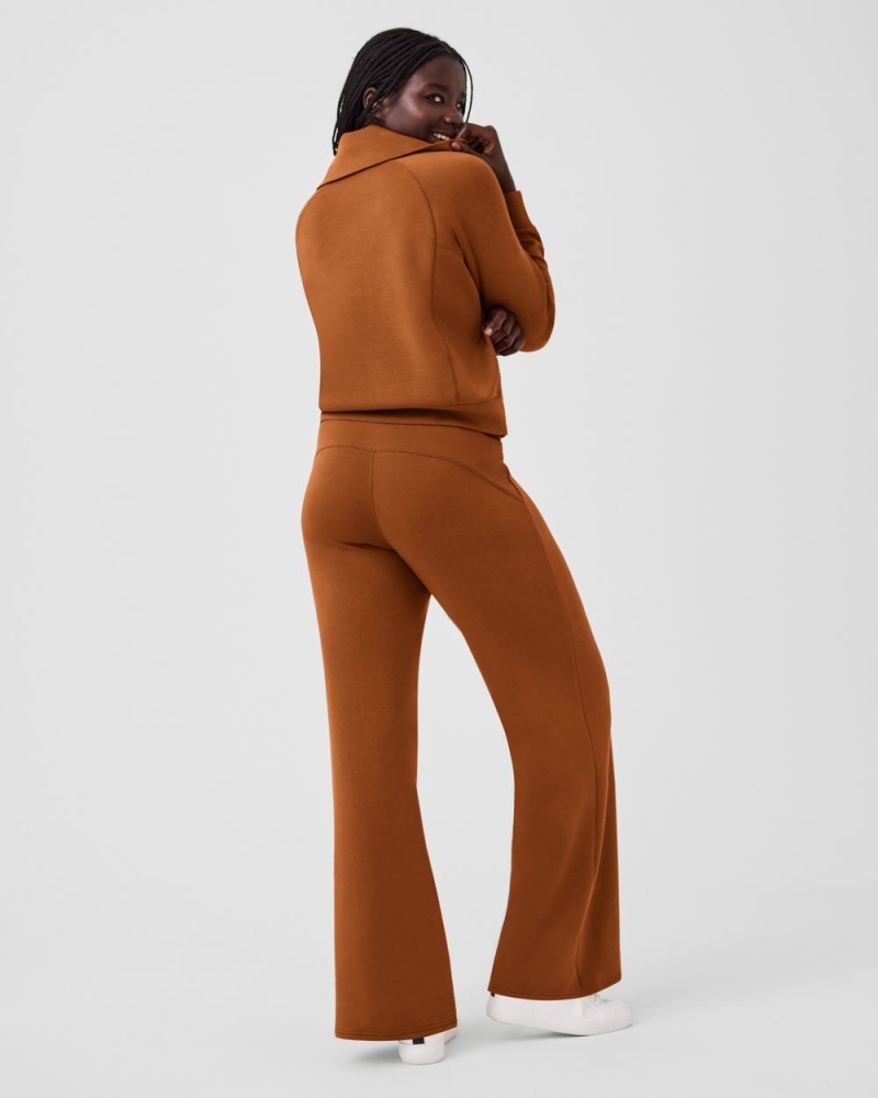 Topy Spanx AirEssentials Half Zip Hnědé | 7863952-ZF