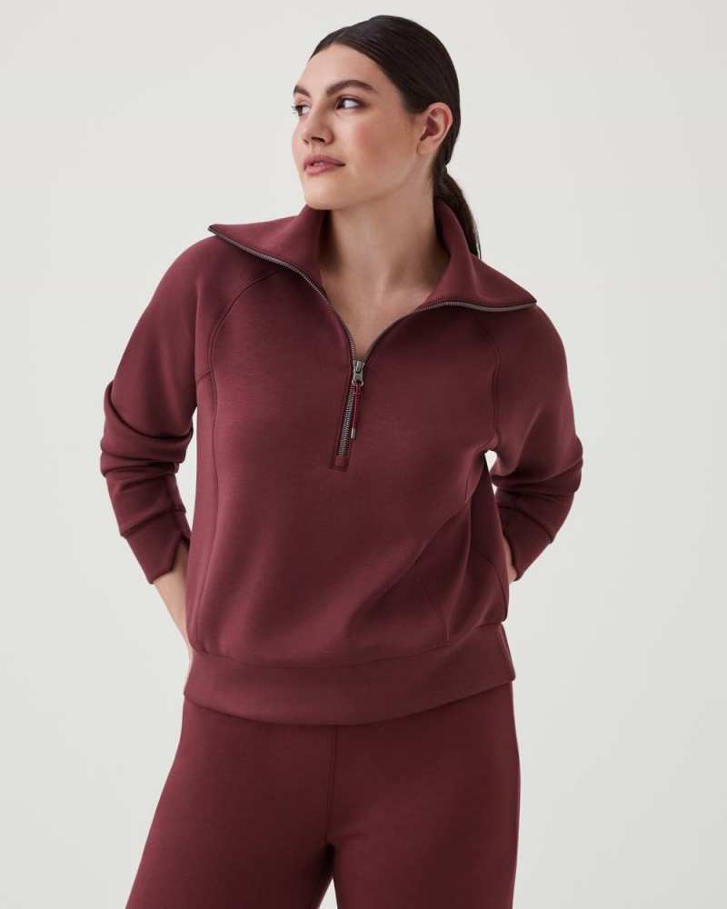 Topy Spanx AirEssentials Half Zip Hnědé | 8536704-WR