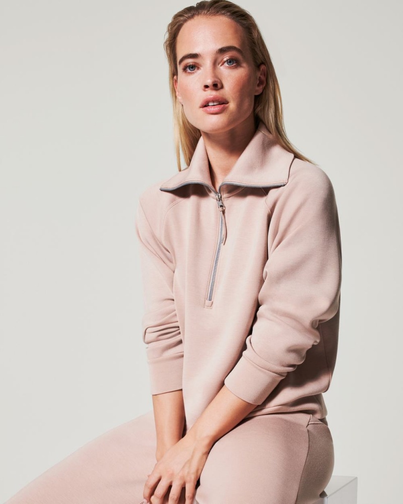 Topy Spanx AirEssentials Half Zip Růžové | 3986402-SY