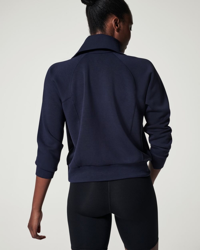 Topy Spanx AirEssentials Half Zip Tmavě Blankyt | 5943027-UY