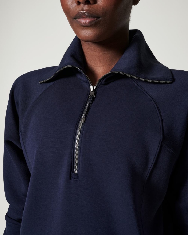 Topy Spanx AirEssentials Half Zip Tmavě Blankyt | 5943027-UY