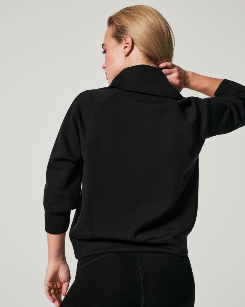 Topy Spanx AirEssentials Half Zip Černé | 6281397-UH