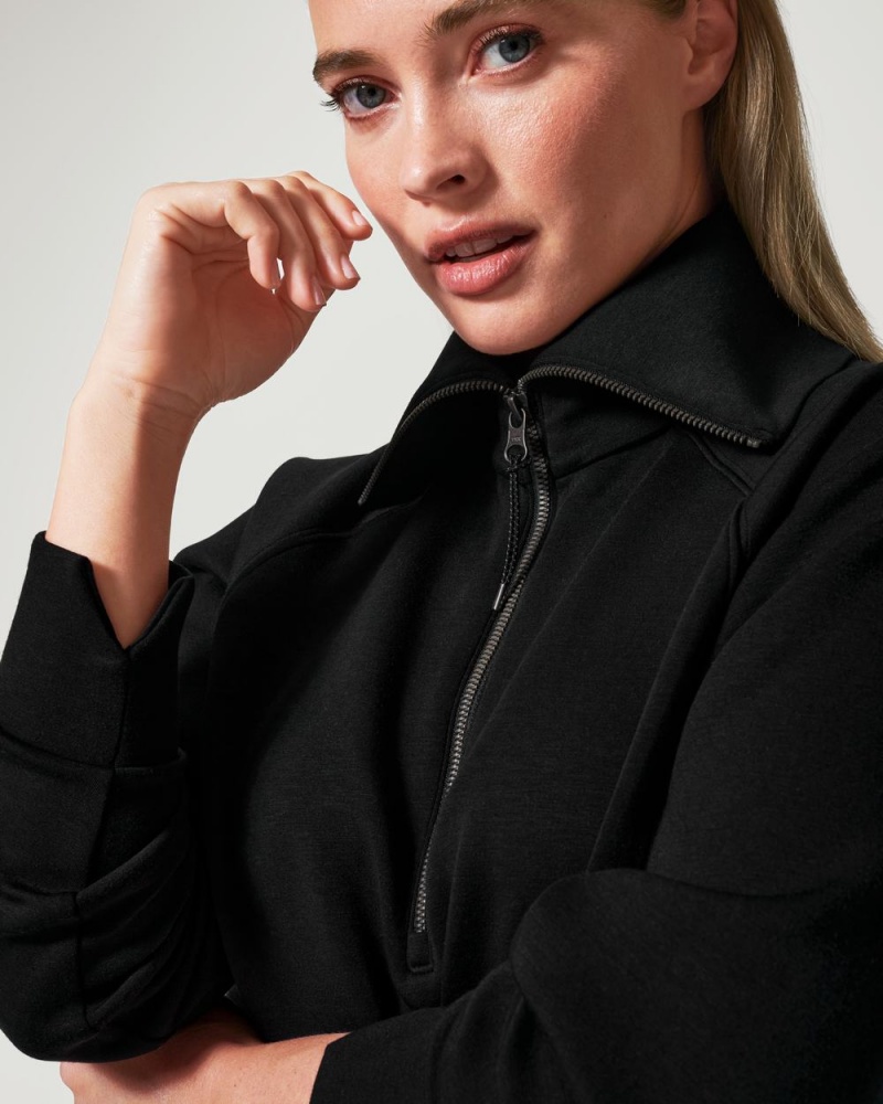 Topy Spanx AirEssentials Half Zip Černé | 6281397-UH