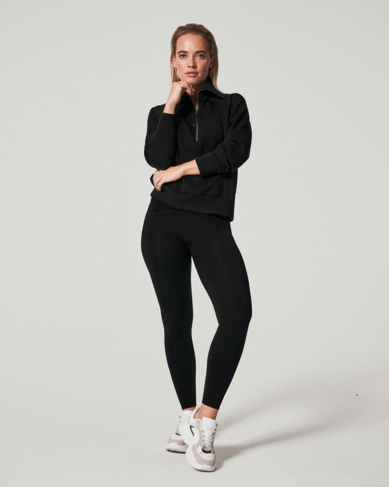 Topy Spanx AirEssentials Half Zip Černé | 6281397-UH