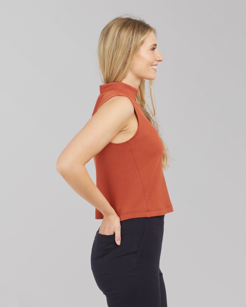 Topy Spanx AirEssentials Mock Neck Červené | 7643290-CH
