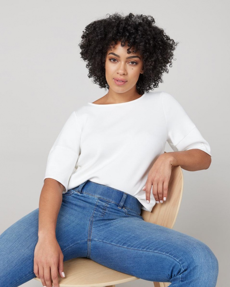 Topy Spanx AirEssentials Puff Sleeve ‘At-the-Hip’ Bílé | 2768419-JR