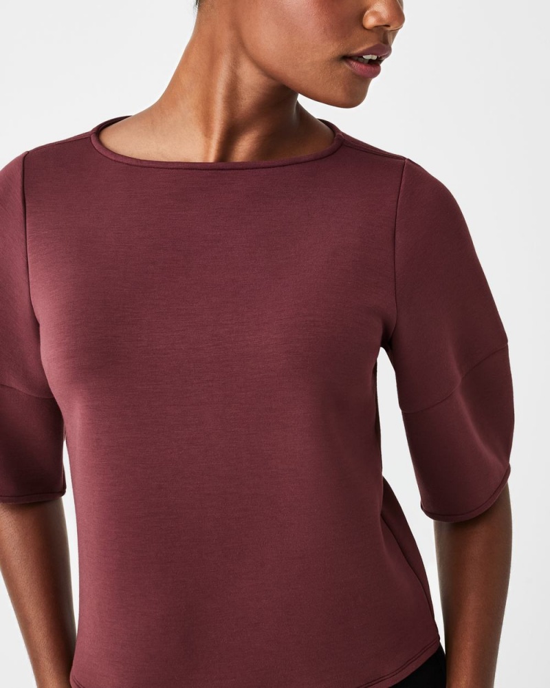 Topy Spanx AirEssentials Puff Sleeve ‘At-the-Hip’ Hnědé | 7042318-UX