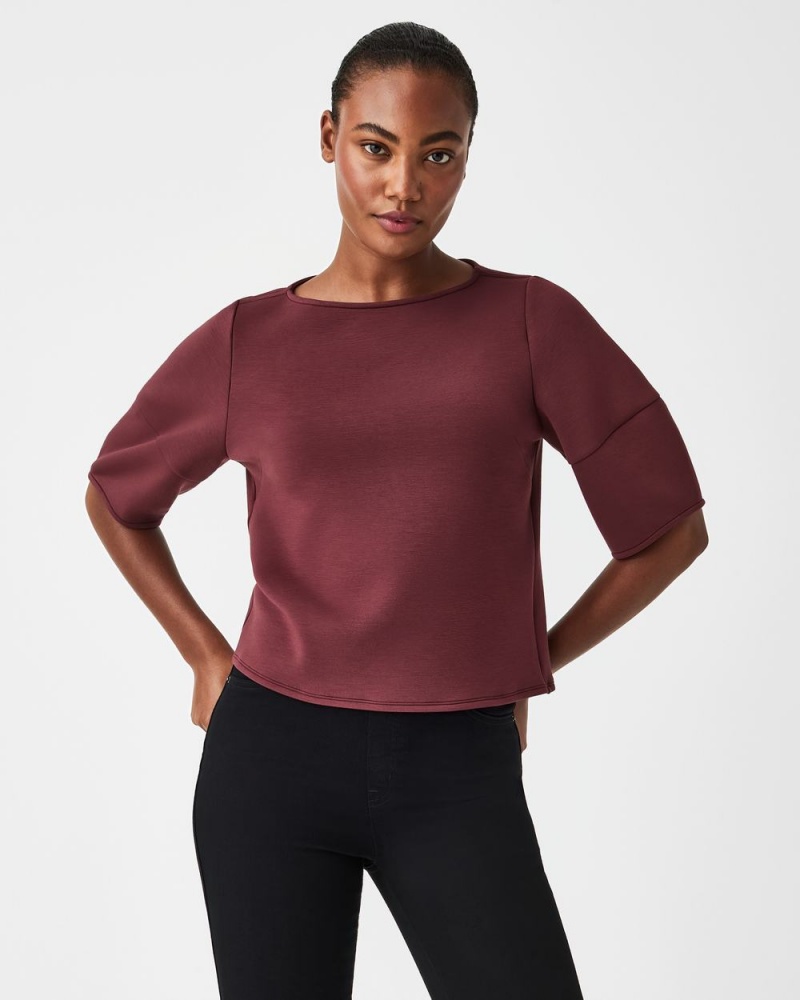 Topy Spanx AirEssentials Puff Sleeve ‘At-the-Hip’ Hnědé | 7042318-UX