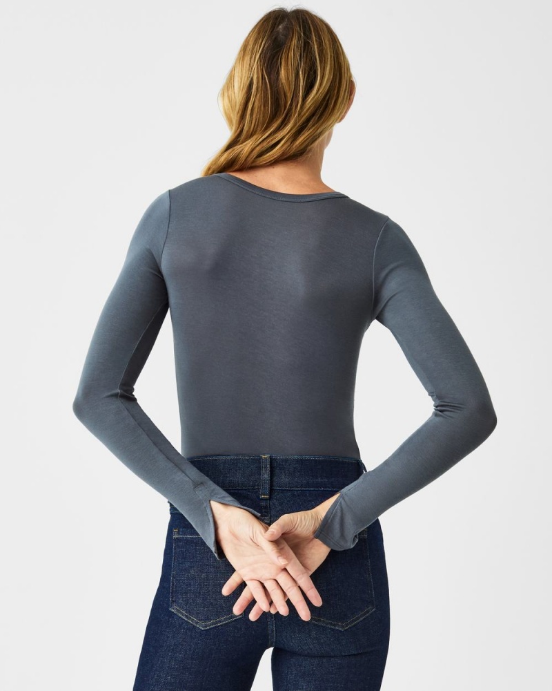 Topy Spanx Better Base Long Sleeve Crew Šedé | 8541239-RG