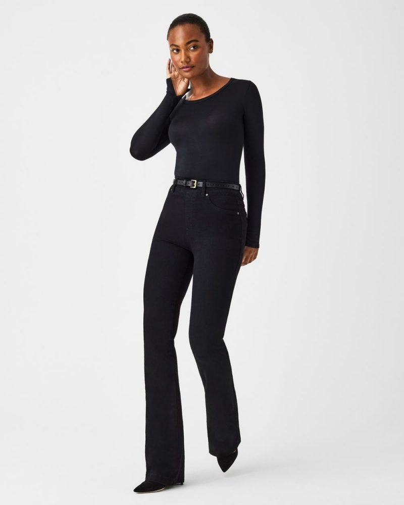 Topy Spanx Better Base Long Sleeve Crew Černé | 1687039-OB