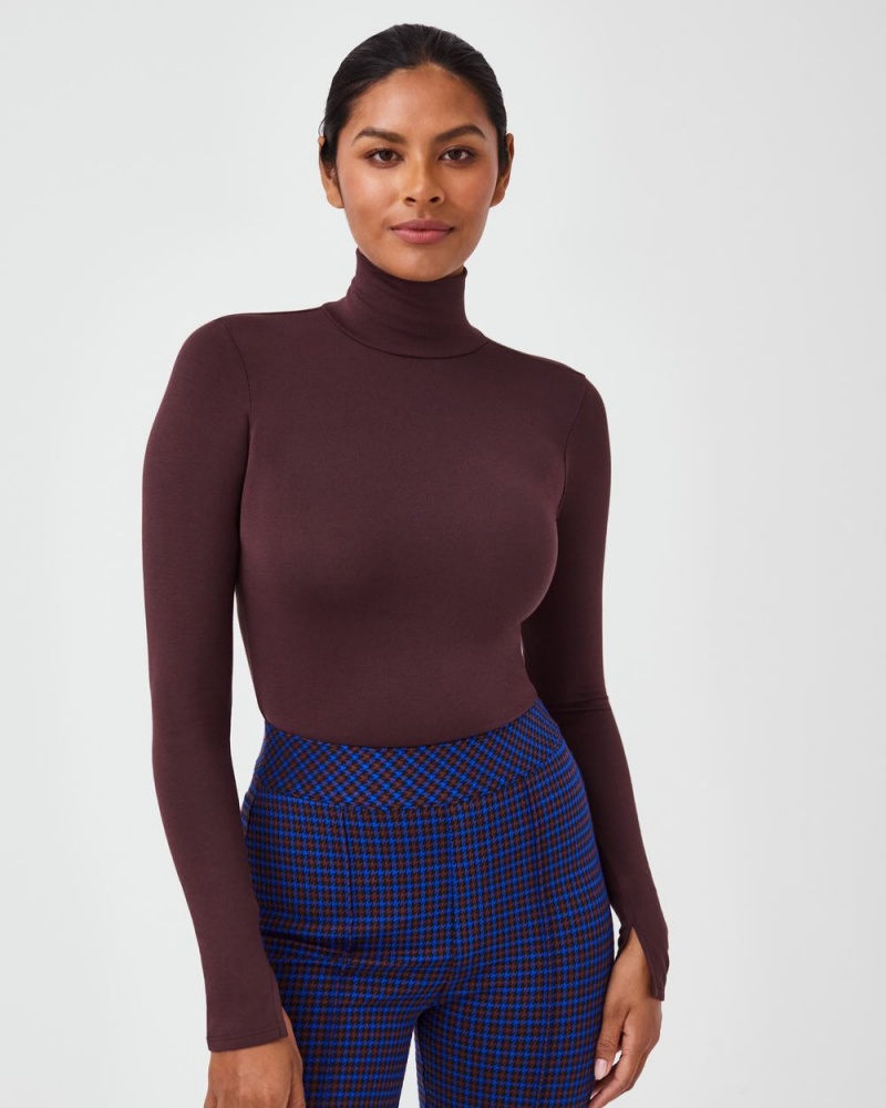 Topy Spanx Better Base Long Sleeve Turtleneck Růžové Čokolády | 8650132-HK