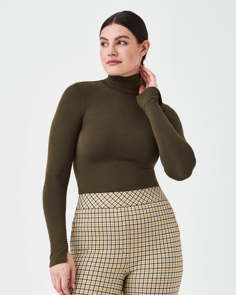 Topy Spanx Better Base Long Sleeve Turtleneck Zelene | 1253986-GE