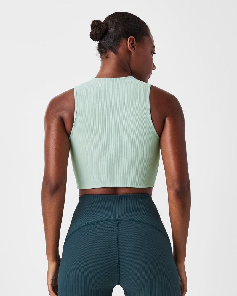 Topy Spanx Contour Rib Mock Neck Crop Bílé | 0753198-IO