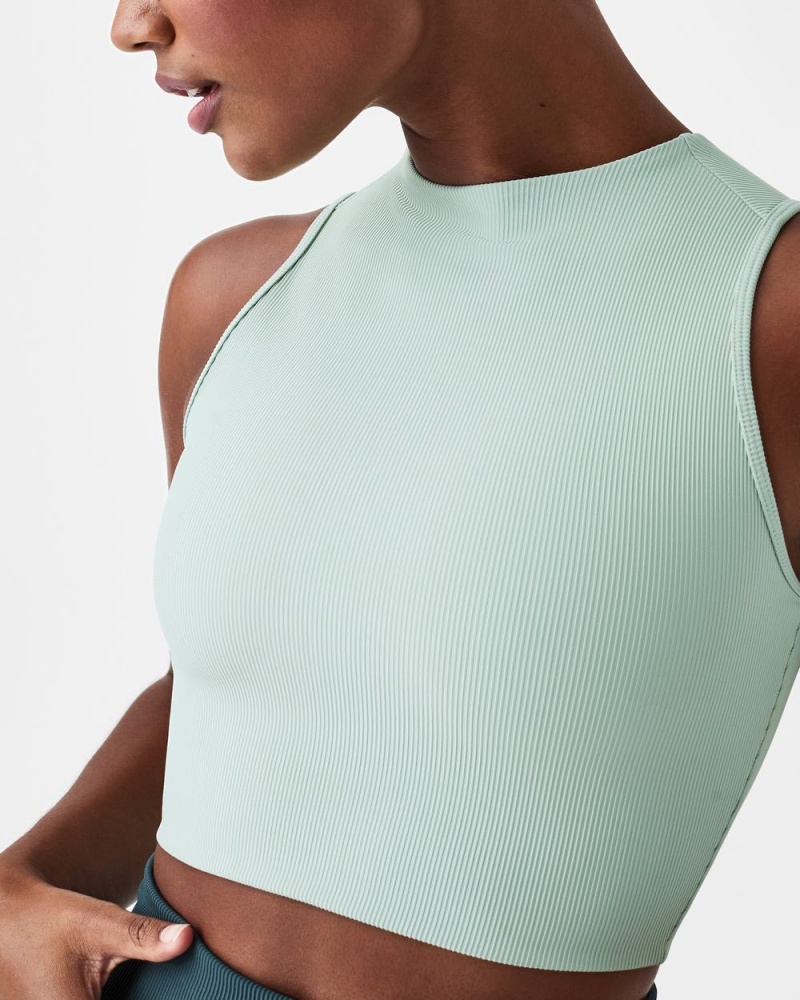 Topy Spanx Contour Rib Mock Neck Crop Bílé | 0753198-IO