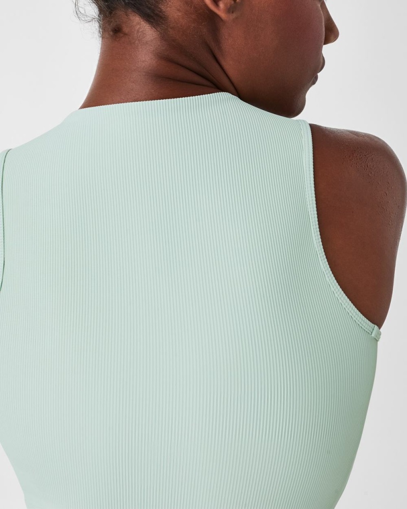 Topy Spanx Contour Rib Mock Neck Crop Bílé | 0753198-IO