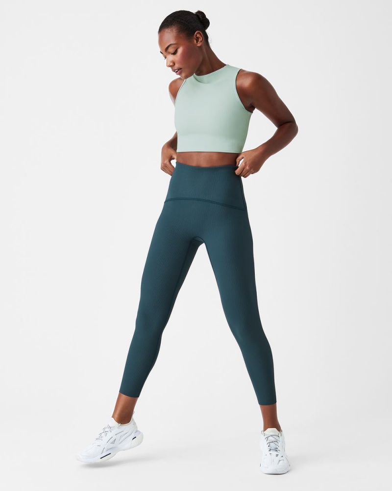 Topy Spanx Contour Rib Mock Neck Crop Bílé | 0753198-IO