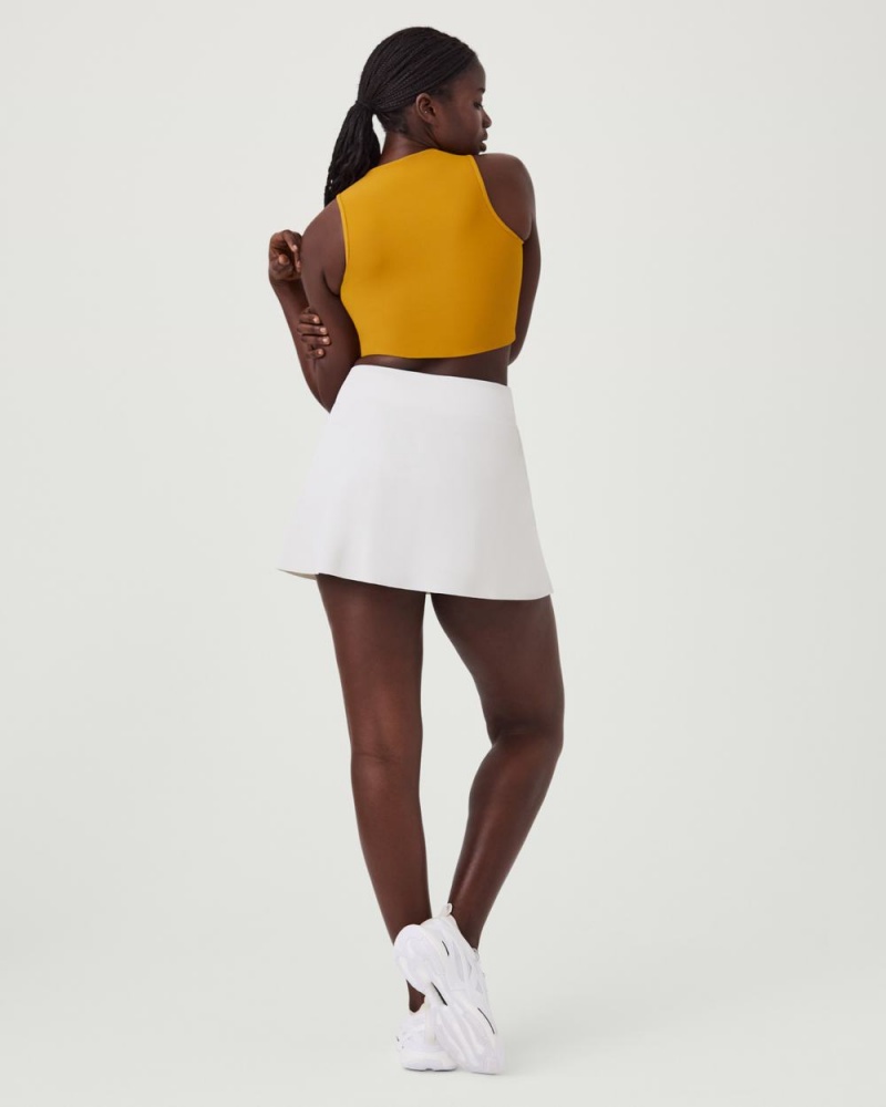 Topy Spanx Contour Rib Mock Neck Crop Oranžové Hořčice | 9237405-PO