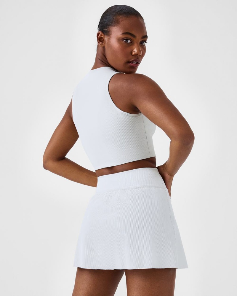 Topy Spanx Contour Rib Mock Neck Crop Světle Šedé | 8163529-ST