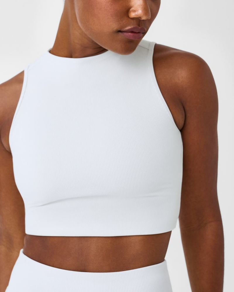 Topy Spanx Contour Rib Mock Neck Crop Světle Šedé | 8163529-ST