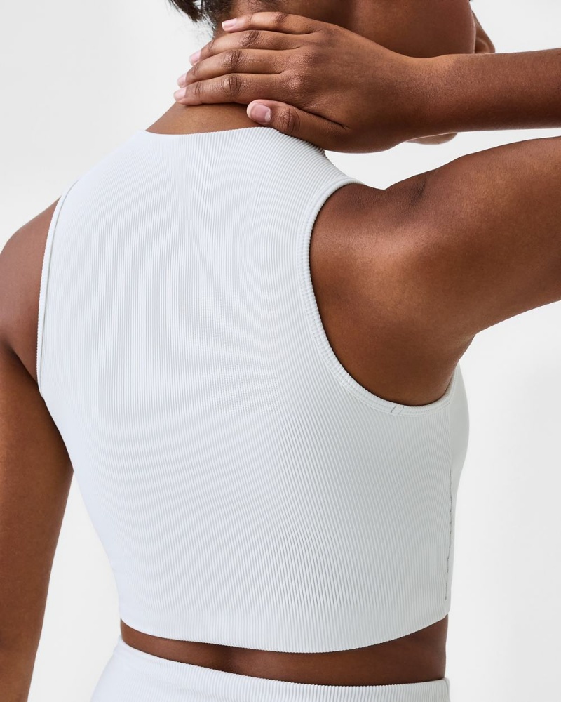 Topy Spanx Contour Rib Mock Neck Crop Světle Šedé | 8163529-ST
